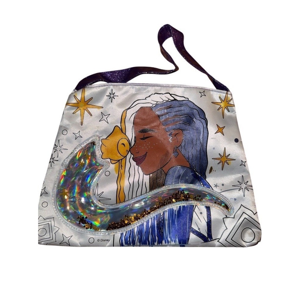 Disney Wish Gold Stars Holographic Glitter Tote Shoulder Bag‎ Silver Medium